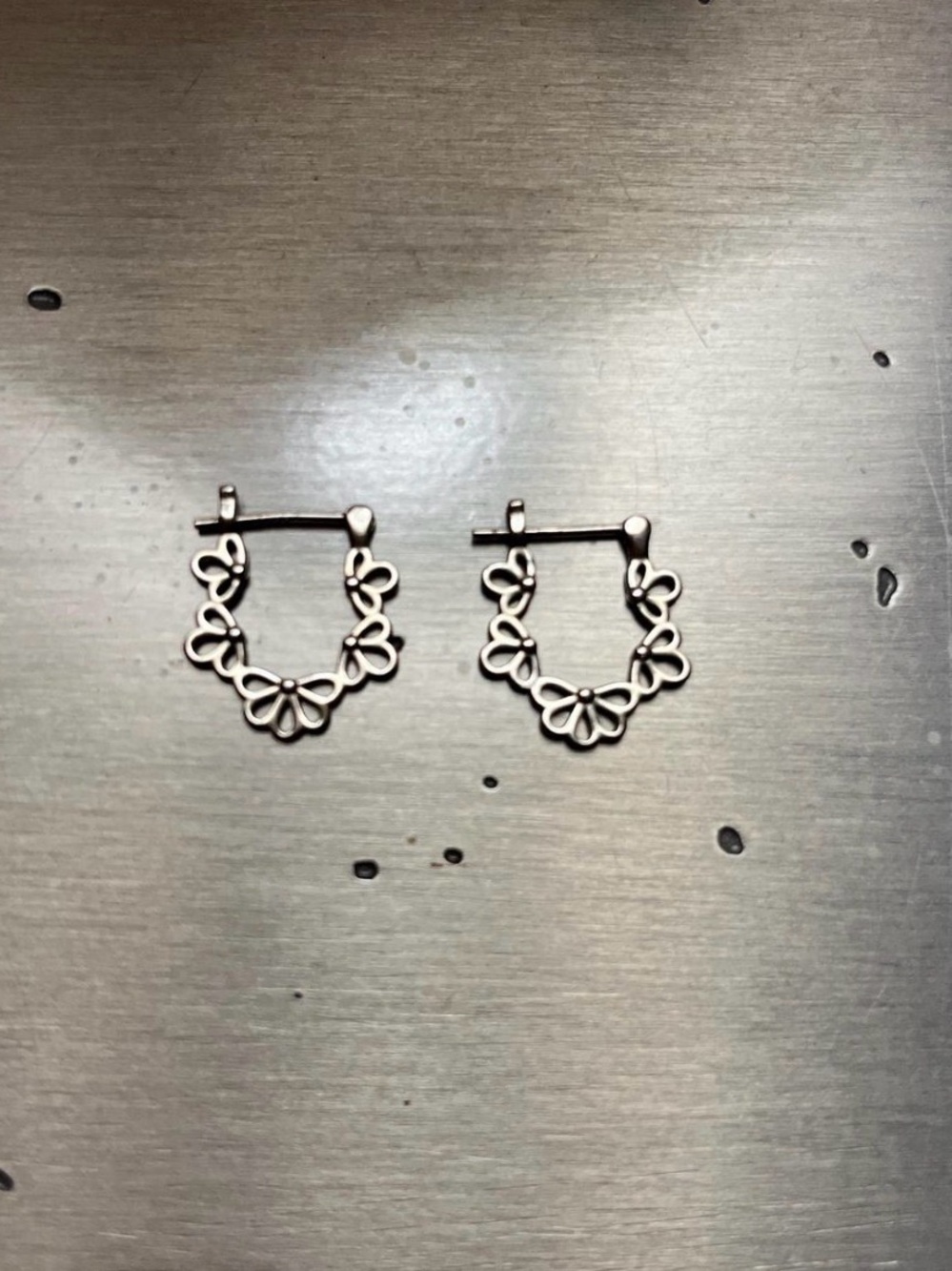Silver Floral Hoop Earrings